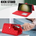 thumbnail image 4 of PU Leather Wallet Case for Samsung Galaxy S23 Ultra, Wrist Strap + Shoulder Strap, Multiple Card Slots Folio Purse, PU Leather Stand RFID Blocking Phone Cover for Samsung Galaxy S23 Ultra,Red, 4 of 9