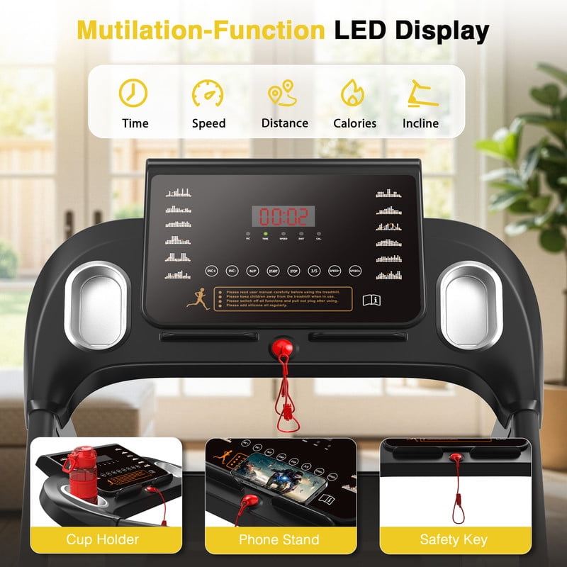 Redliro Foldable Treadmill with Auto Incline, 2.5HP Walking Pad for Home, 15% Incline Treadmill with Handles, 300 lbs Capacity