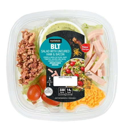 Marketside BLT Salad with Uncured Ham and Bacon, 6.81 oz, Bowl