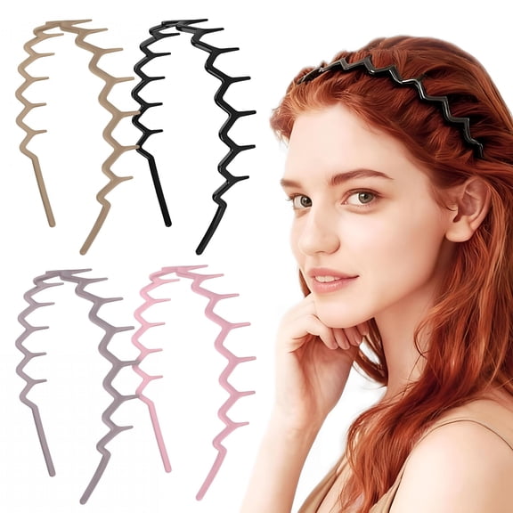 TUWAFE Zig Zag Headbands-4Pcs Non Slip Comb Headband with Teeth for Women Classic Wavy Claw Headband for Women'S Hair Fashion Hair Accessories