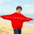 thumbnail image 6 of Girls Red Graphic Hoodie, Soft 100% Polyester "I Love You This Much" Print, Long Sleeve Hooded Sweatshirt for Kids 4-12, Machine Washable Casual Wear,Size 4 T, 6 of 7