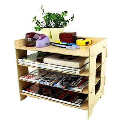 Clobeau Wooden Diy 4 Tier Creative Desktop File Rack Paper Doent Clobeau Wooden Diy 4 Tier Creative Desktop File Rack Paper Doent Holder Sorter Office Home