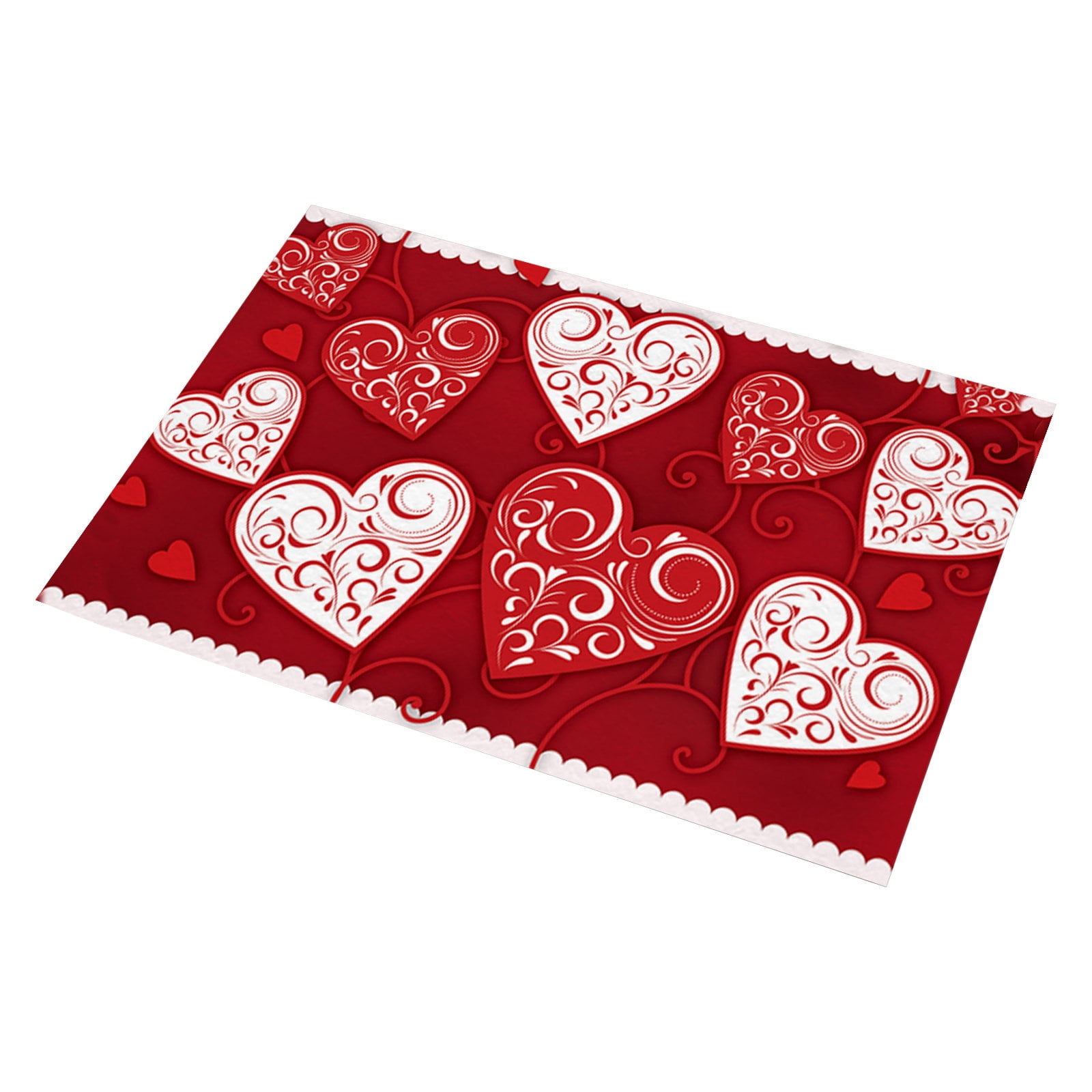 WUJDF Valentine's Day Welcome Door Mat Seasonal Holiday Anniversary Wedding Home Decorations Non Slip Rugs Washable Winter Holiday Doormat (1Pc/27.5"X15.7")