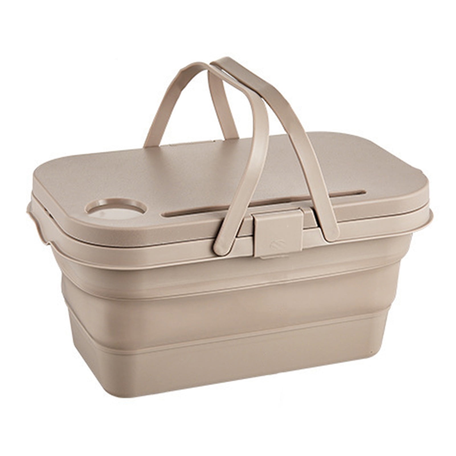 Foldable Picnic Basket with Lid Hidden Handle, Outdoor Camping