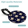 thumbnail image 4 of 2Pcs Leather Round Floral Dark Blue Cruise Luggage Tag with Privacy Cover and Name ID Tag - Suitable for Travel Handbags Backpacks School Bags Luggage Tags, 4 of 7