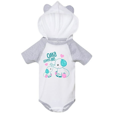 

Inktastic Oma Loves Me-cute elephants Gift Baby Boy or Baby Girl Bodysuit