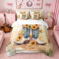 thumbnail image 3 of Erosebridal Teal Sunflower Rose Cowgirl Boots Print Twin Bedding Sets, Pastel Western Bedding Comforter Set for Girls, Reversible 7pcs, 3 of 6