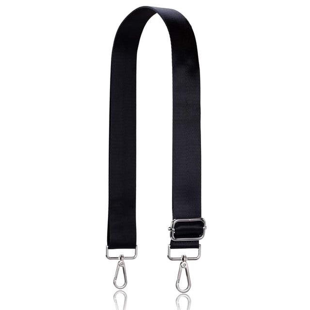 Allzedream Wide Purse Strap Replacement Crossbody Shoulder Bag Adjustable (Black Silver)