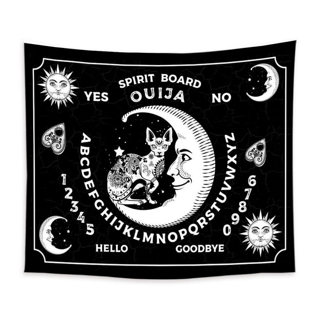 Tapestry Moon Black Cat Wall, 150 x 150 cm, microtela de fibra
