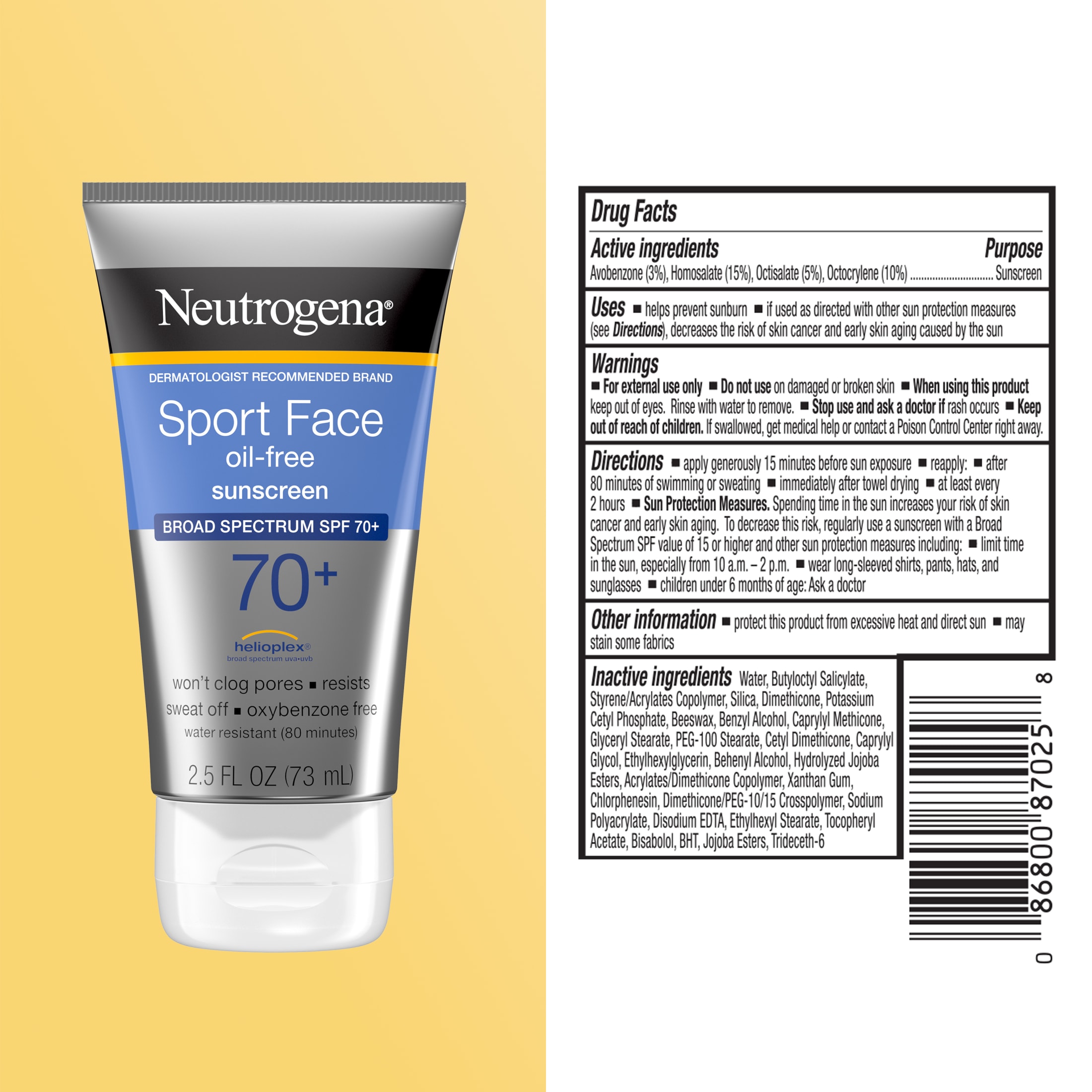 Neutrogena Sport Face Sunscreen SPF 70+ photo 8