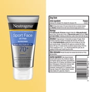 Neutrogena Sport Face Lotion Sunscreen Broad Spectrum SPF 70+, 2.5 fl oz