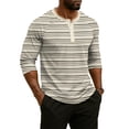 thumbnail image 5 of Hearthz Summer Men's Henley Shirts Striped Raglan 3/4 Sleeve Jersey Baseball T-Shirts Casual Workout Big and Tall Men's Athletic Shirts & Tees, 5 of 8