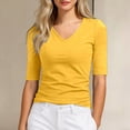 thumbnail image 2 of EYNMVR Women's V Neck T Shirts Slim Fitted Half Sleeve Tops Basic Tees, 2 of 4