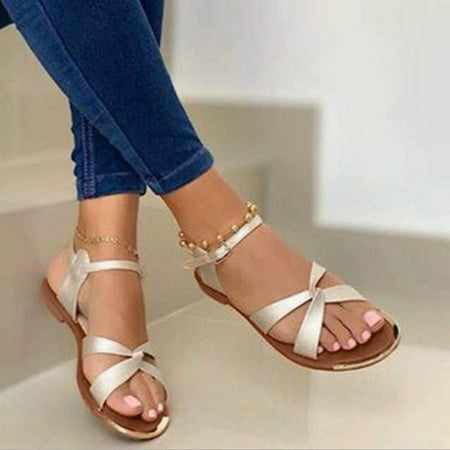 

NECHOLOGY Womens Breathable Walking Sandals Fashionable Women s Toe Plus Open Beach Flat Strap Puffy Sandals for Women Beige 6.5