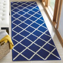 Safavieh Dhurries Victor Geometric Runner Rug, Dark Blue, 2'6" x 8'