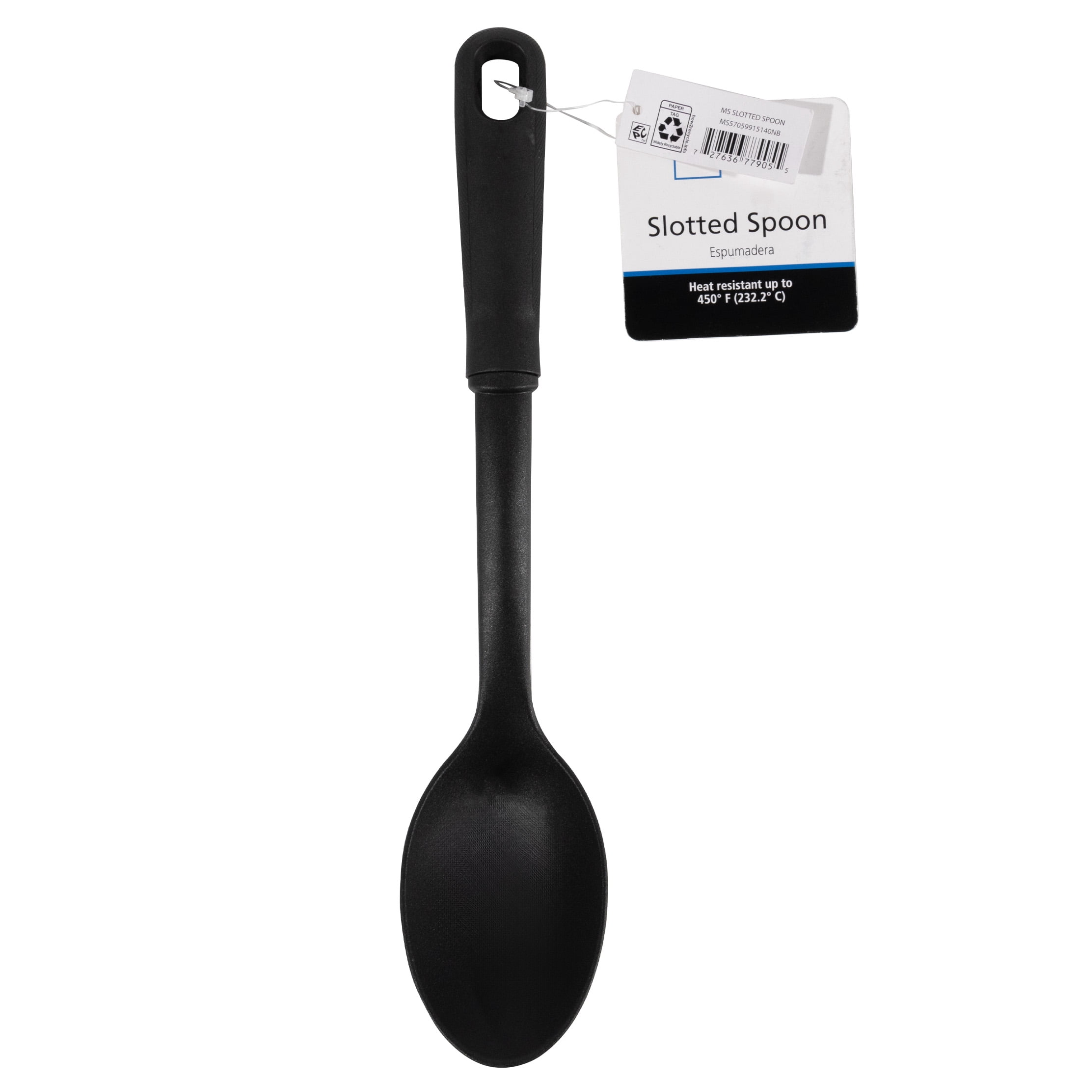 Mainstays Black Nylon Solid Spoon with Comfort Grip Handle, 12.6 Inch