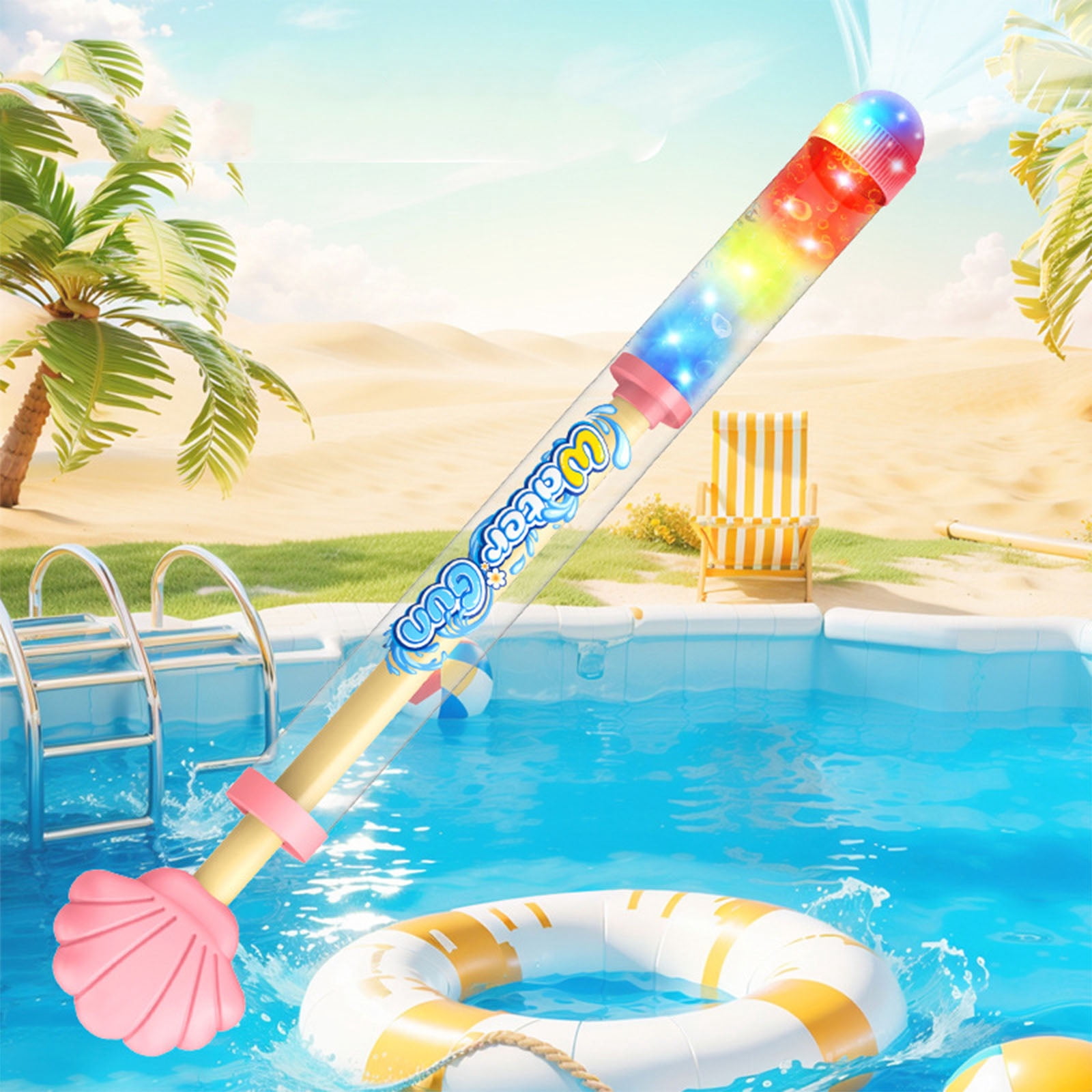 Glowing Rainbow LED Water Blaster, Summer Fun That Pops Like Magic, Creative Squirt Water Blaster, Firework Spray Water Soaker for Pool Party Outdoor Summer Water Games