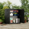 thumbnail image 7 of Space-Saving Outdoor Storage Unit - 3-Shelf Weatherproof Cabinet with Modern Geometric Doors (Contains one shelf)​ - Black, 7 of 7