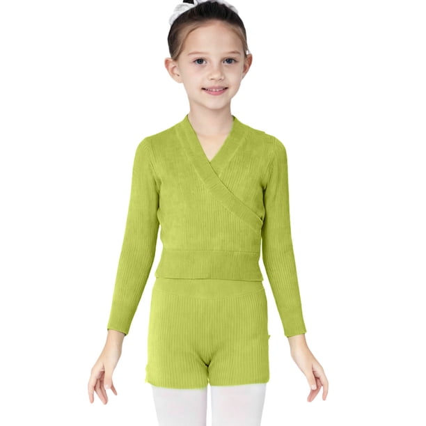 Conjunto de dos piezas de jersey de cuello en V de color liso para niños, camiseta de capa base de punto, suéter de manga larga, capa base y pantalones cortos de punto, top de poliéster para niños.