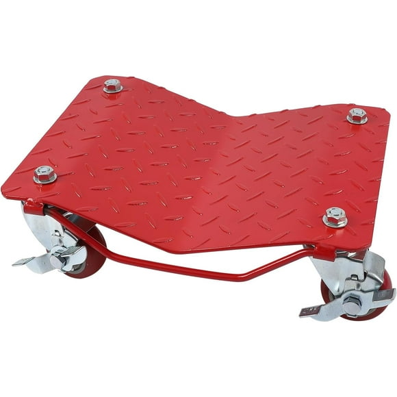 2 Tire Wheel Dolly Car, Carbon Steel Heavy Duty Car Mover Wheel Dollies Set of 2 with Antiskid Plate & 360 Degree Rotatable Wheel, 16"*13", Red