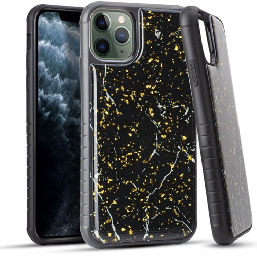 For Iphone 11 Pro Max 6.5 Chrome Flake Marble Black