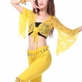 thumbnail image 7 of Qulqfy Flare Sleeve Bolero Shrug Women Tie Front Sheer Lace Latin Dance Yellow Cardigans Women Flowy Tops, 7 of 7