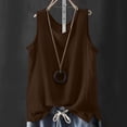 thumbnail image 5 of Eryao Womens Cotton Linen Tank Tops 2026 Side Slit Sleeveless Gauze Shirt Crew Neck Lightweight Comfy Dressy Tunic Blouses Top Brown,XXL, 5 of 9
