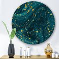 thumbnail image 2 of Designart 'Golden Glitter With Dark Blue Marble' Modern Circle Metal Wall Art 11x11 - Disc of 11, 2 of 5