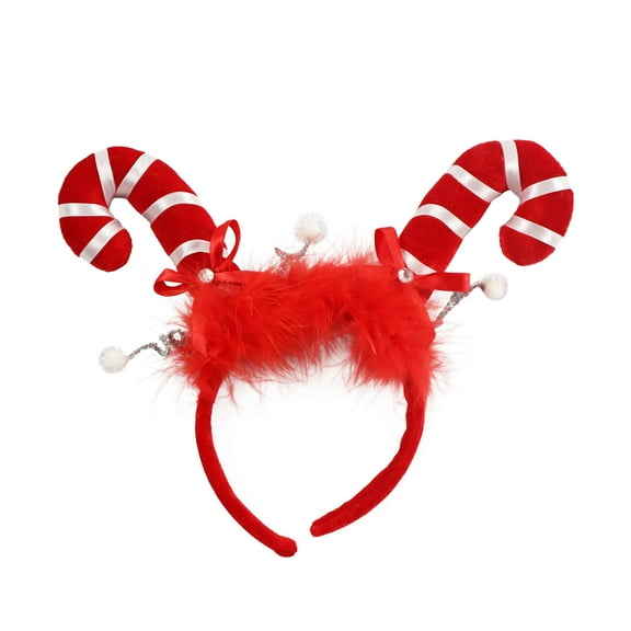 Christmas Headband with Candy Cane Design, White and Red, 10.5"Wx8.5"H, by Holiday Time