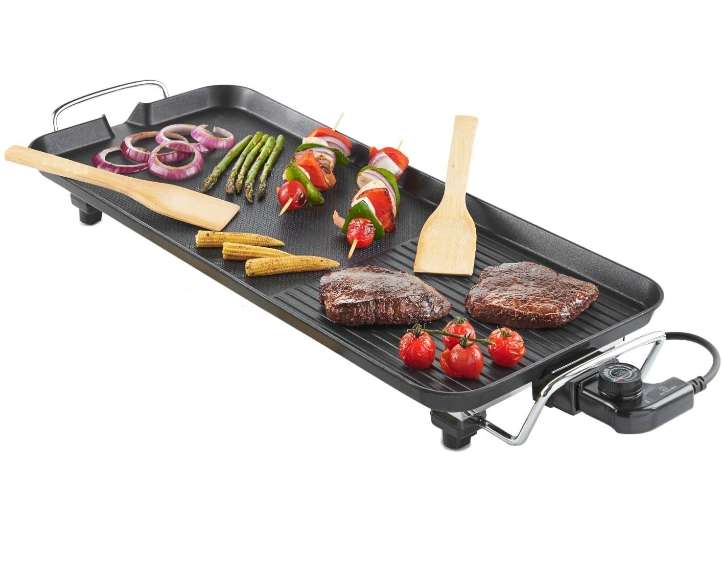 SINGES Large Electric Teppanyaki Grill Griddle with 27 x 11 inch Hot Plate - Adjustable Temperature Control - Electric BBQ Table Grill - Non Stick Hot Plate - Oil Drip Tray - image 1 of 8