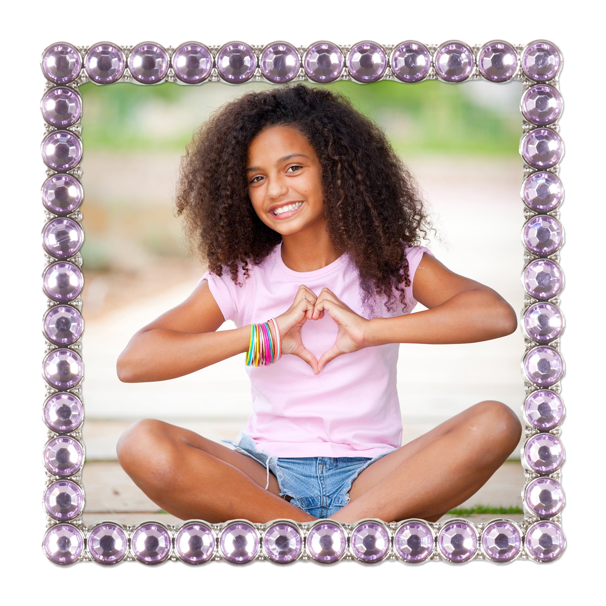 4x4 Silver Metal Sparkle Frame - Bright Lilac