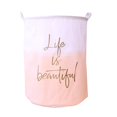 thumbnail image 1 of kurtrusly Laundry Basket Round Cotton Linen Collapsible Storage Basket Dirty Clothes Toy Organizer - Pink, 1 of 8