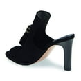 thumbnail image 3 of YDN Women Round Peep Toe Slip on Mules Tassels Chunky Block High Heel Sandals Stylish Heeled Slipper Shoes Size 4 Black, 3 of 5
