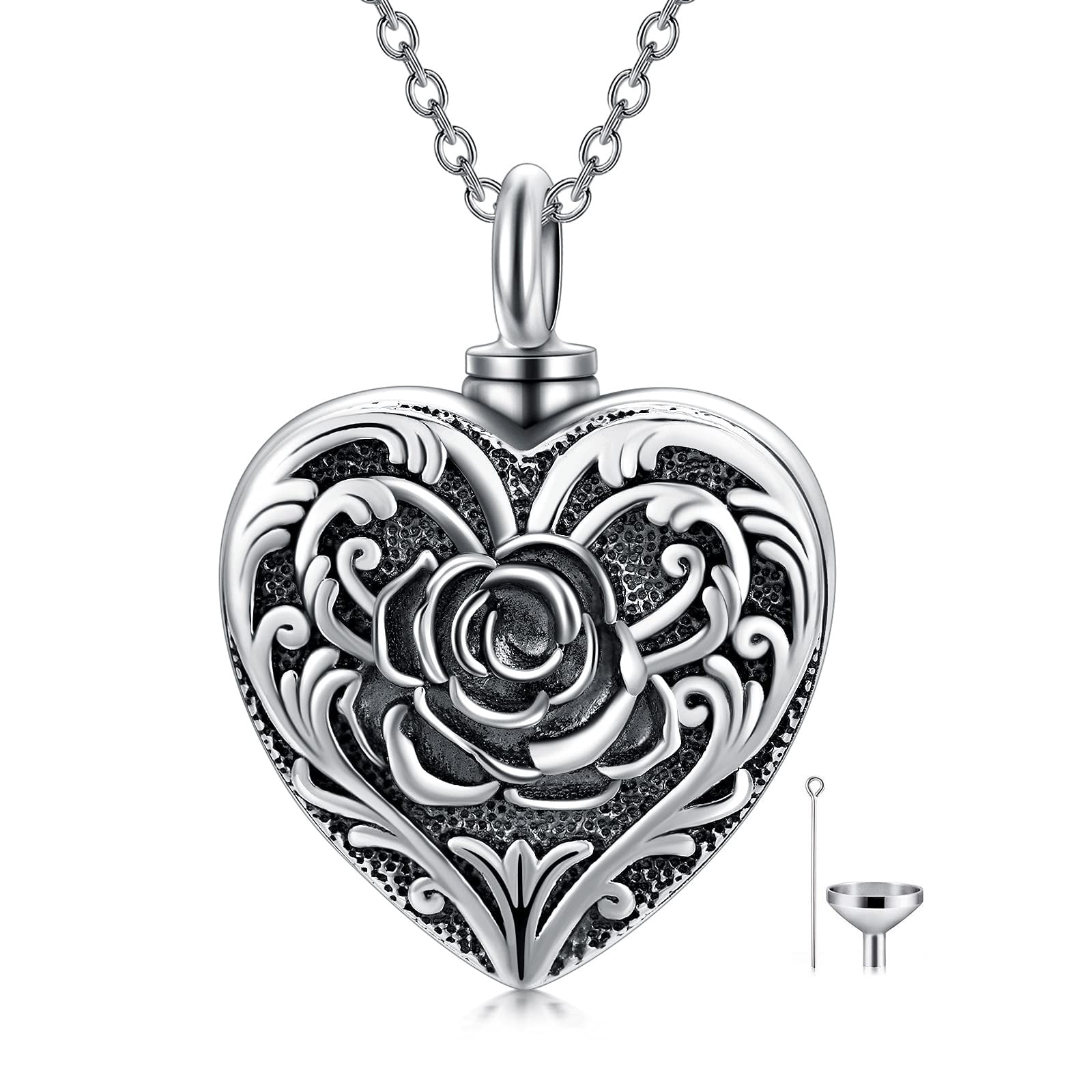 a decent necklace with a pendant full of love Jewellery Cremation & Memorial Jewellery a gift for Valentine's Day Silver necklace with dried red flowers 