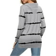 thumbnail image 2 of YODETEY Womens Hoodie Striped Full Zip Long Sleeve Lightweight Sweatshirts Jacket Coat Gray 12(XL), 2 of 3