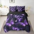 thumbnail image 2 of Feelyou Bling Purple Butterfly Bedding Comforter Set 7 Pieces, Psychedelic Stars Cloud Full Bedding Set, Modern Fashion Style Reversible Fitted Sheet Flat Sheet, Lightweight Room Decor, 2 of 7