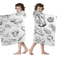 thumbnail image 4 of Black Mushroom Line White Pattern Hooded Bath Towel，50"x30" for Ages 3 To 12 Kids, Quick Dry Lightweight Soft Microfiber Hood Beach Towel Cover Up for Kids, 4 of 7
