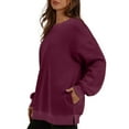 thumbnail image 4 of qolati Oversized Sweatshirts for Women Fashion Crewneck Long Sleeve Slit Pullover Tops Color Block Ribbed Trim Shirts Teen Girl Preppys Clothes 2024, 4 of 8