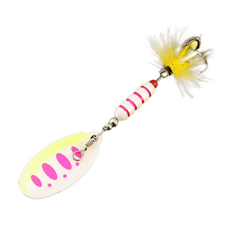 Composite Sequins Rotating Sequins Metal Hand-Cranked Copper Column Three Hook Bait Pink Dot