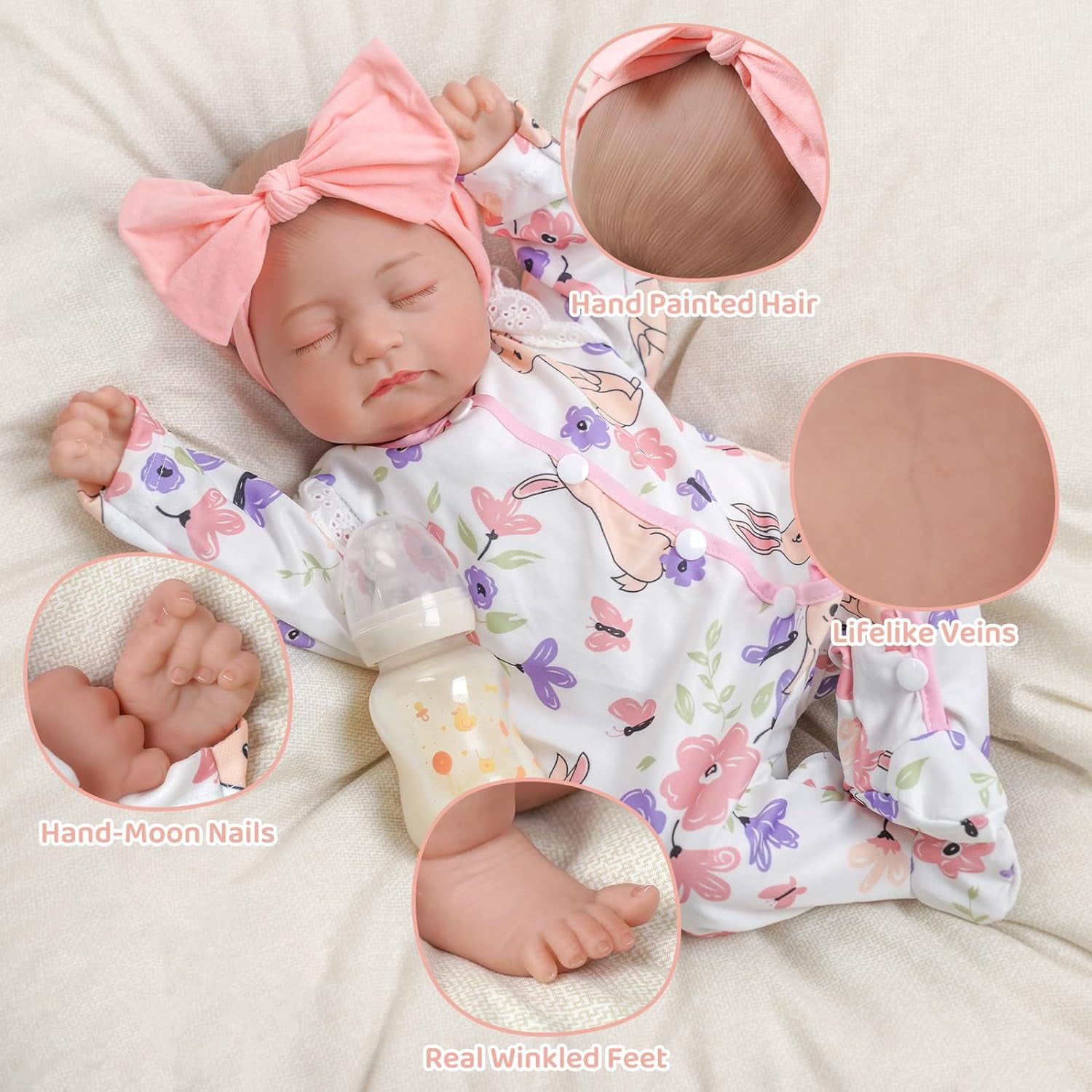 RSG 20-inch Reborn Baby Dolls - Full Soft Cloth Body Adorable Baby Doll Real Life Dolls with Complete Accessories Perfect for Cuddling, Playtime, and Gift Giving