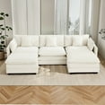 thumbnail image 3 of Domicare Modern 3 Seater Sectional Sofa with 2 Ottomans, Sofas for Living Room, Living Room Furniture，Beige, 3 of 9