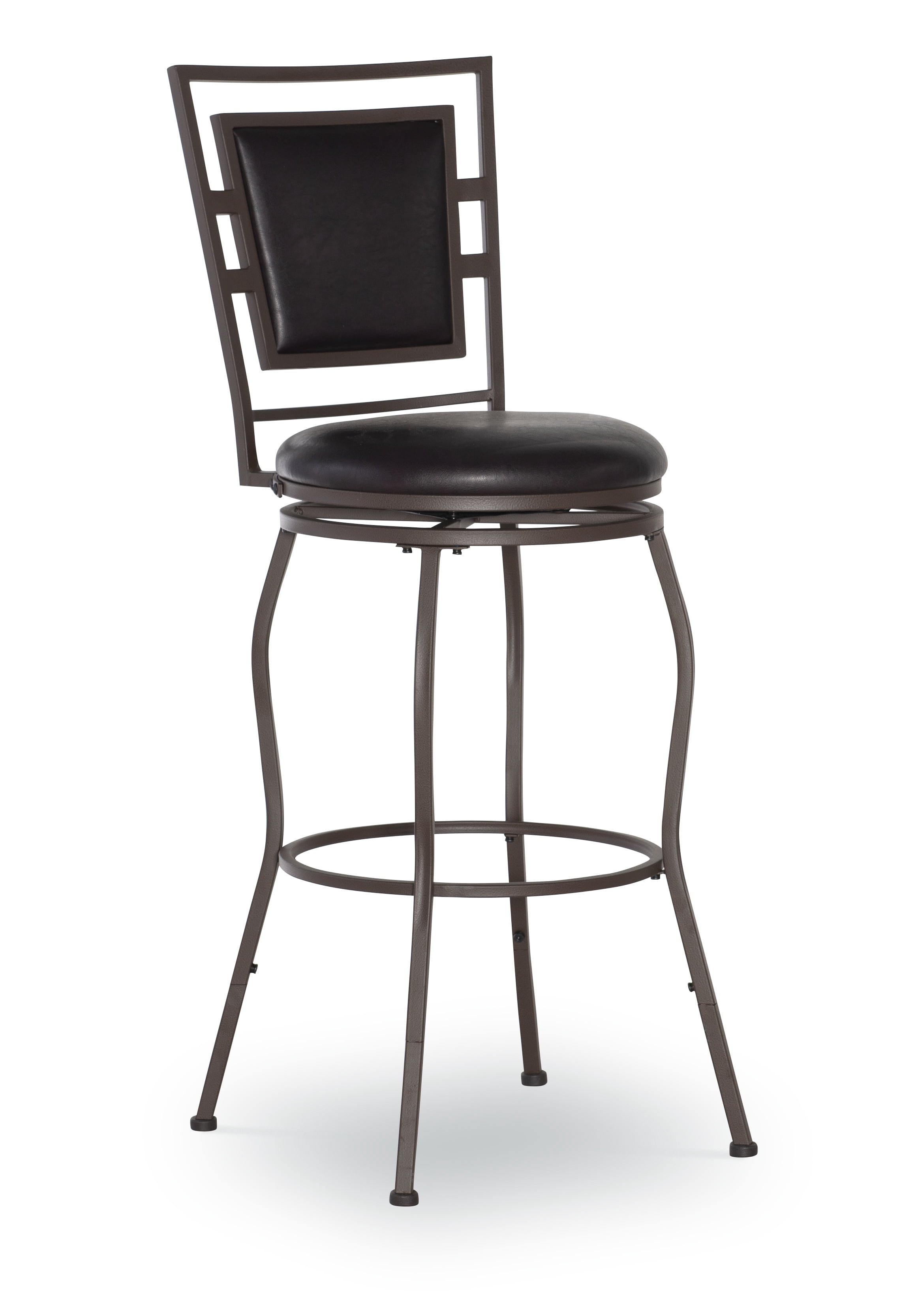 Linon Nora 24-30" Indoor Adjustable Metal Swivel Bar Stool, Set of 3, Brown/Brown Faux Leather