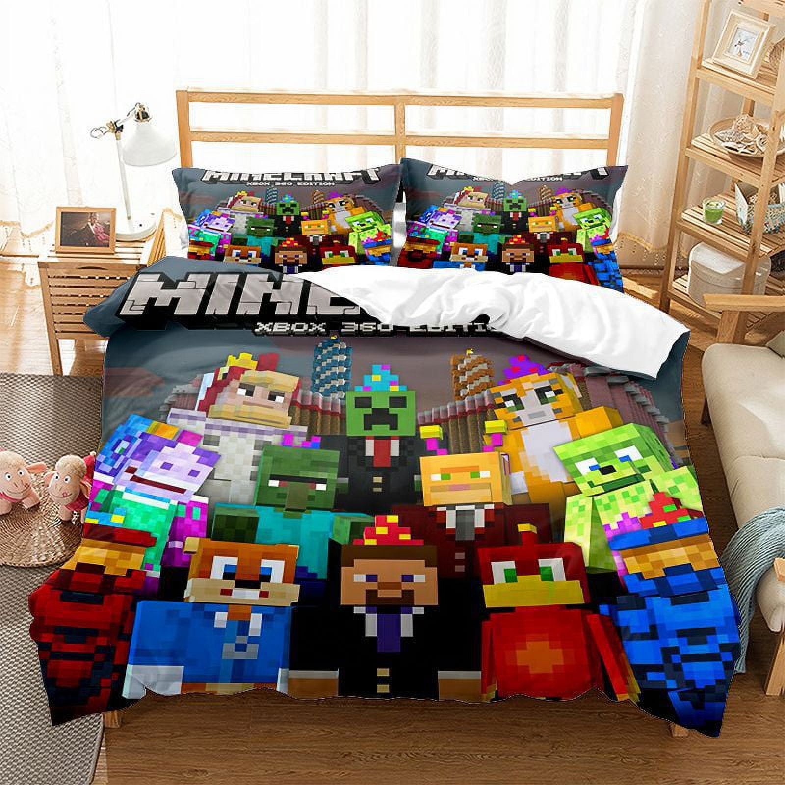 Minecraft Bed Sheet Set, Duvet Cover, 3D Printing Three-piece Set
