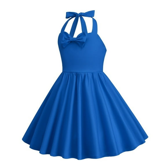 XQYLOS Clearence Girls Polka Dot Princess Dress Print Party Wear Sleeveless Summer Party Princess Dresses (5-6 Years,BU1)