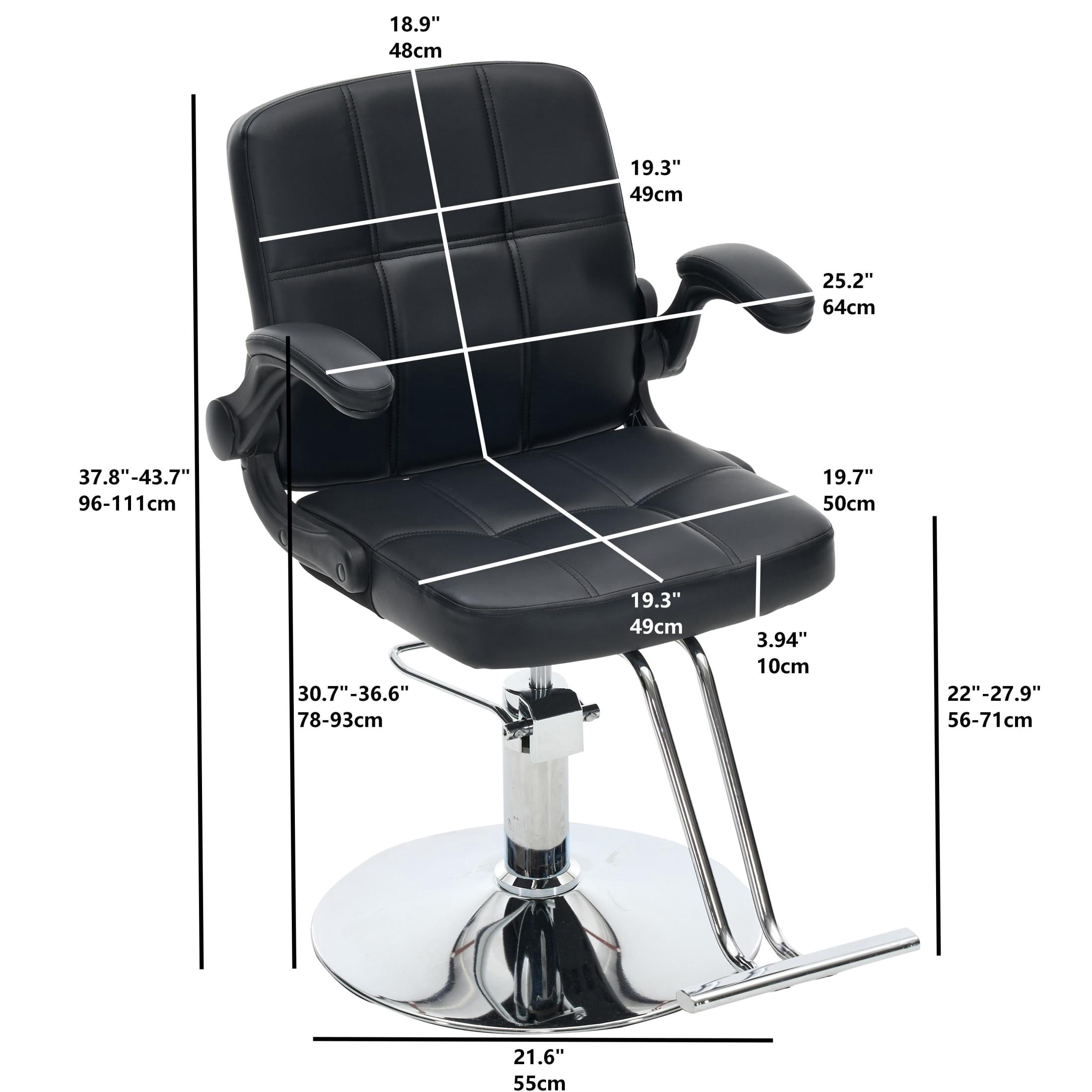 Noble House Hydraulic Height Adjustable Salon Styling Chair, 360° Swivel Barber Chair, Black