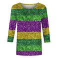 thumbnail image 3 of DDAPJ pyju 3/4 Sleeve Mardi Gras Shirts for Women Fancy Blouse Carnival Theme Party T-shirts Novelty Mask Graphic Tees Multicolor XXL, 3 of 4