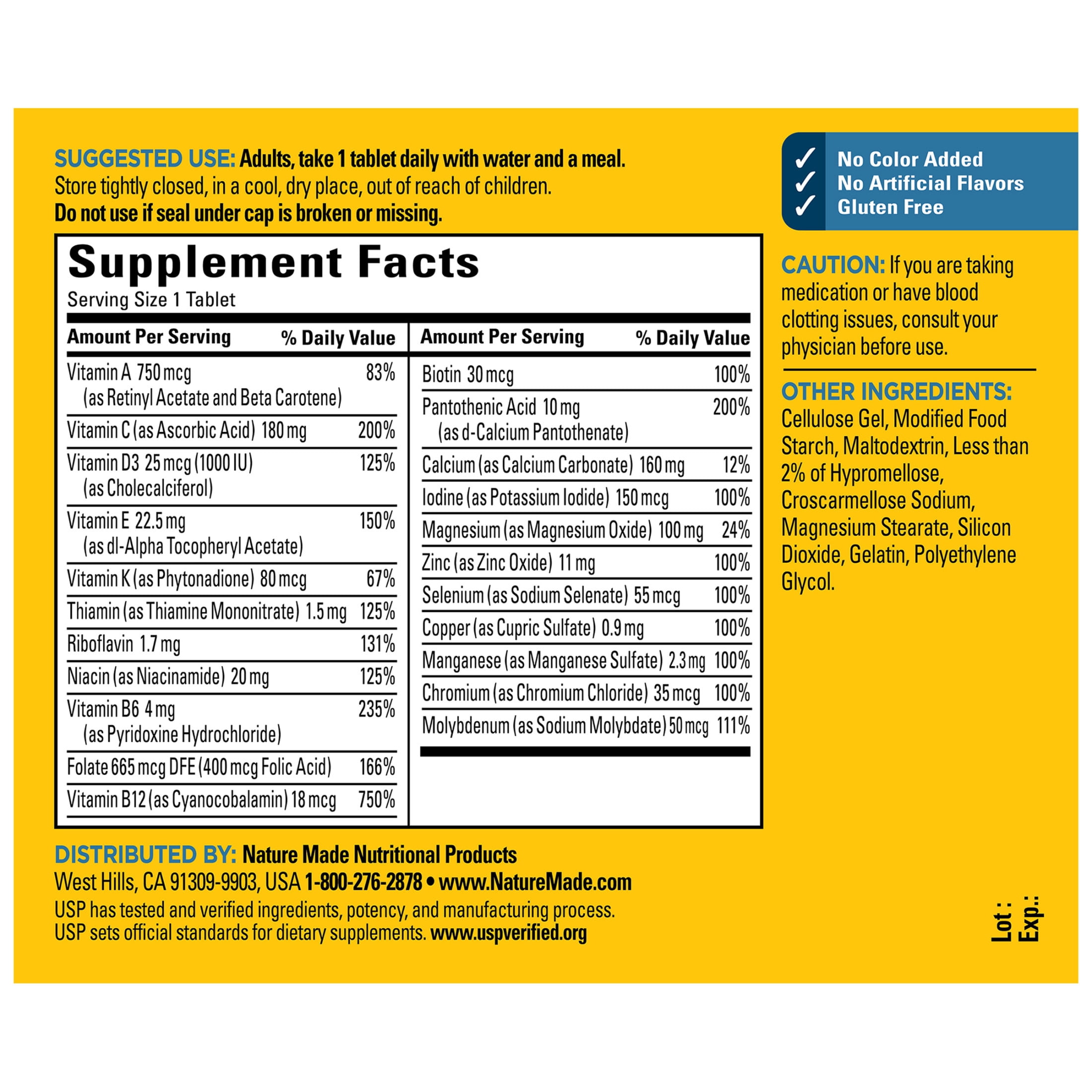 Nature Made Multivitamin For Men with No Iron Tablets, Mens Multivitamin, 90 Count