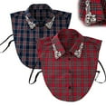 thumbnail image 3 of CYSFASHION Detachable Collar for Women Gingham Half Shirts Family Business Casual V Neck Dicky Collar Blouse Multicolor, 3 of 6