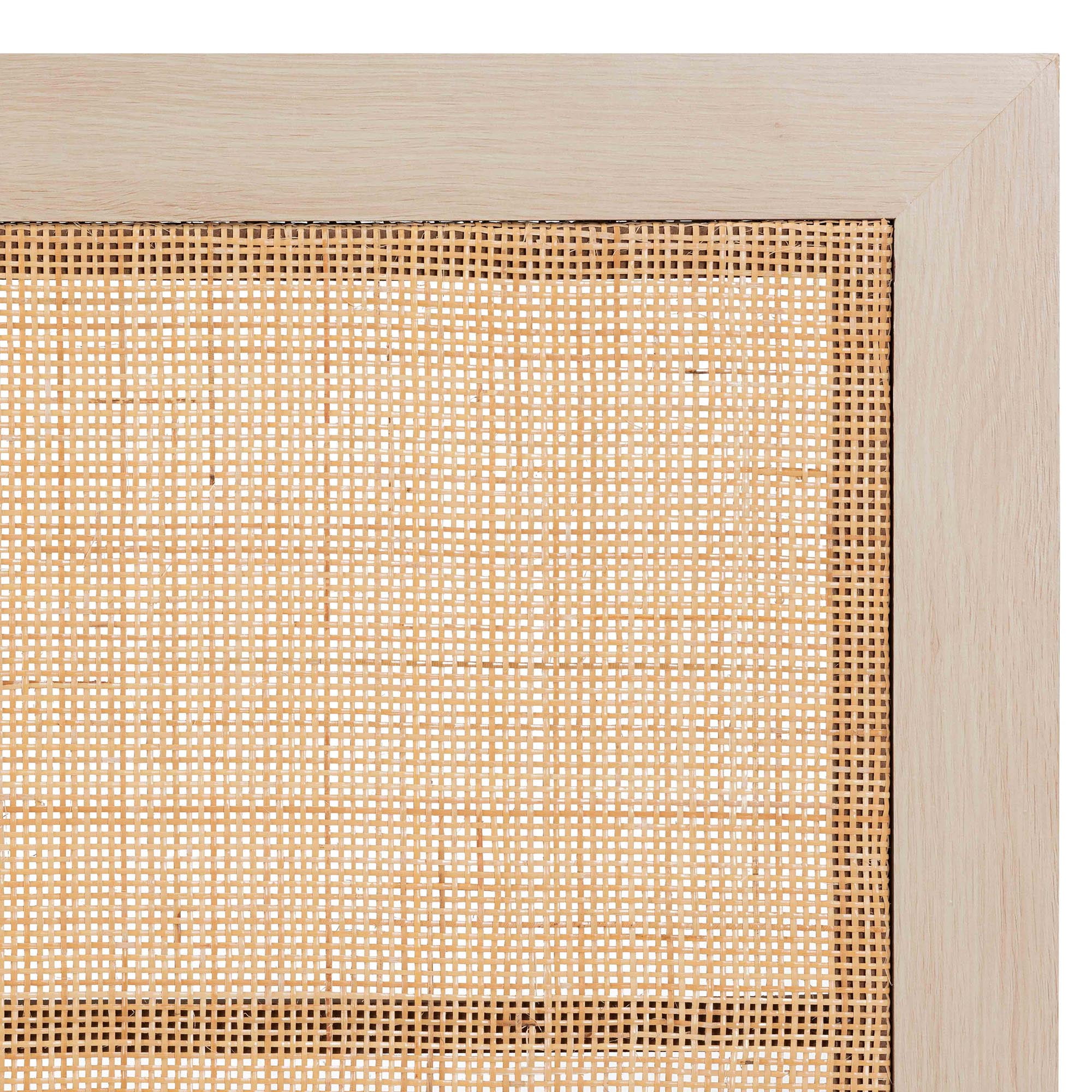 Baxton Studio Oline Modern Bohemian Light Brown Finished Wood and Natural Rattan Queen Size Headboard