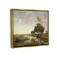 thumbnail image 3 of Classic Stream Animals Grazing Landscape Painting Metallic Gold Framed Art Print Wall Art, 3 of 6